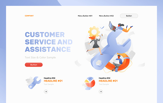Service Desk Header Customer Service And Assistance Web Header Template Stock Illustration ...