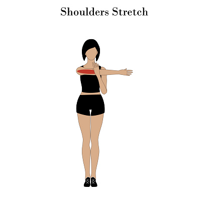 Shoulders Stretch Exercise Stock Illustration - Download Image Now ...