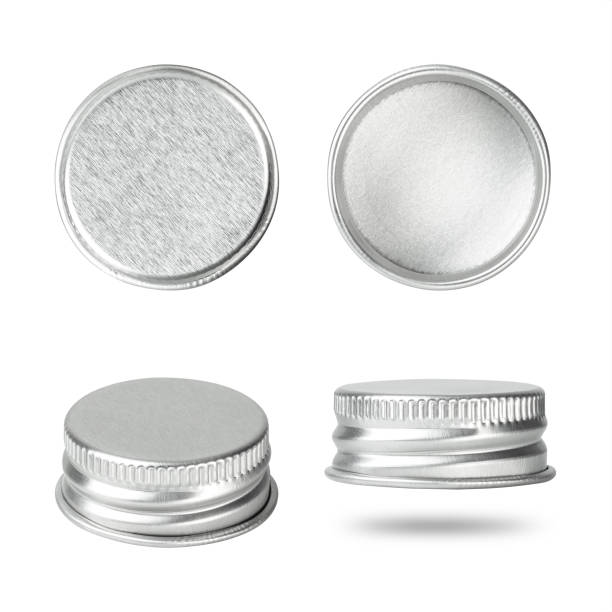 Silver bottle cap isolated on white background. Group of beverage lid for your design. ( Clipping paths ) Silver bottle cap isolated on white background. Group of beverage lid for your design. ( Clipping paths ) lid stock pictures, royalty-free photos & images