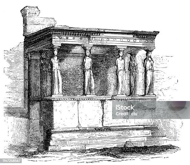 Part Of The Erechtheum Temple Stock Illustration - Download Image Now - 19th Century, 2019, Ancient