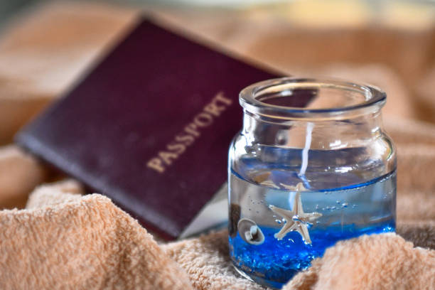 Beach themed candle and passport