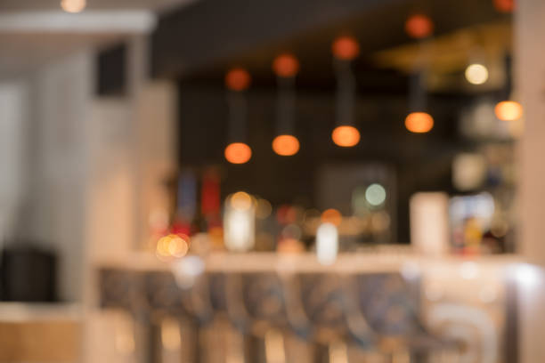 istock Blurry image of a cafe interrior background with bokeh 1147266290
