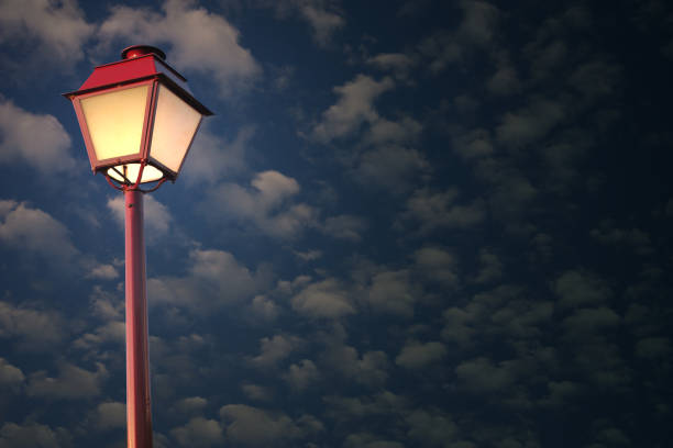 istock Floor lamp illuminated  Street light  Background night sky 1147271943