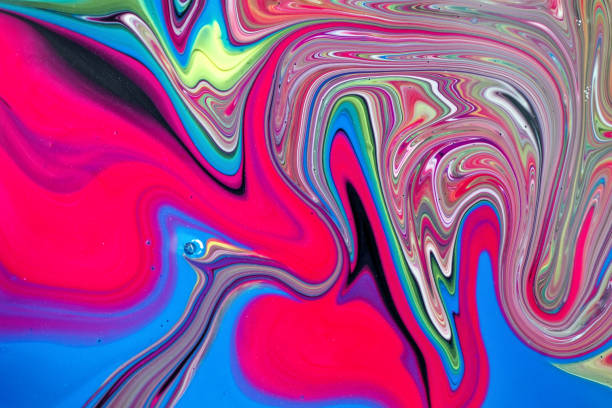 istock Abstract multi-colored paint background. Acrylic texture with marble pattern. Wallpaper. Mixing paints. Modern art. 1147275217