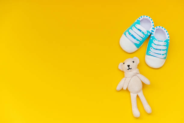 baby accessories for newborns on a colored background. selective focus. nature.