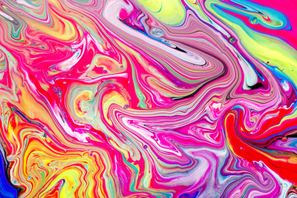 istock Abstract multi-colored paint background. Acrylic texture with marble pattern. Wallpaper. Mixing paints. Modern art. 1147276858