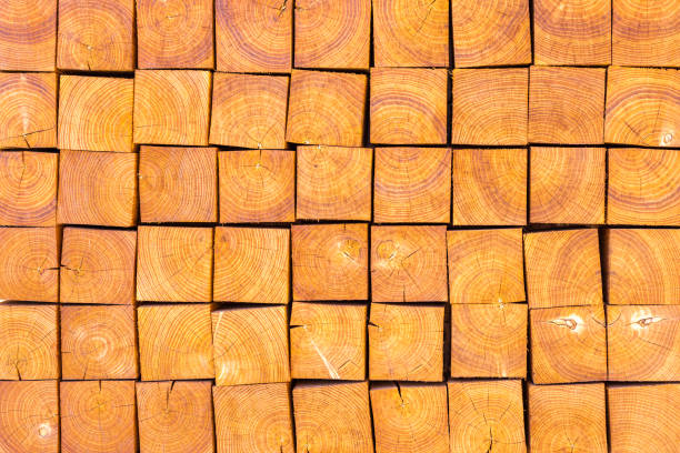 istock Beautifully layered brown wooden beams 1147277413