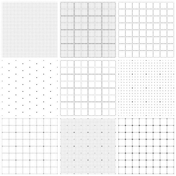 nahtloses graphen-papier mit punkten - graph paper mesh paper backgrounds stock-grafiken, -clipart, -cartoons und -symbole