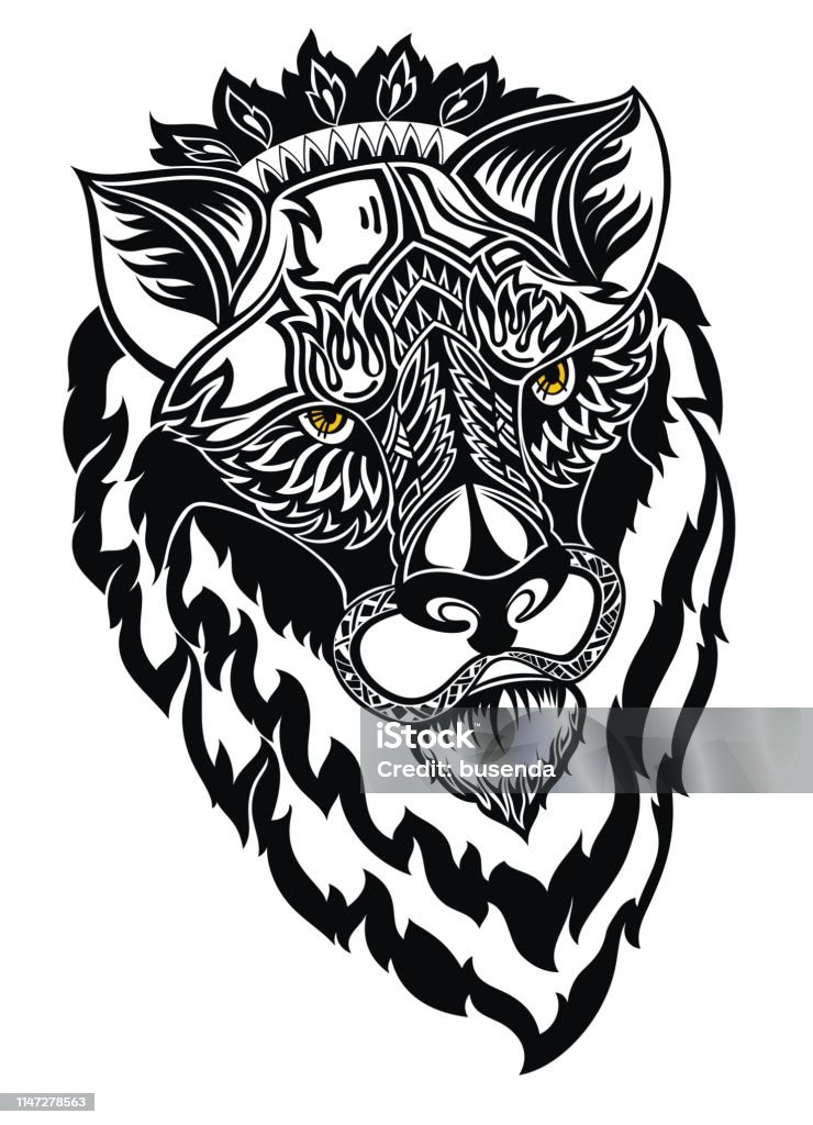 Head of Lion Ethnic patterned ornate head of Lion Abstract stock vector