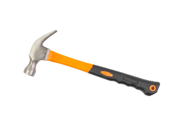 istock Hammer closeup on white background with selective focus and crop fragment. 1147279178