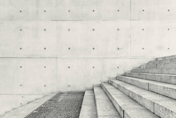 stairway leading up - concrete wall imagens e fotografias de stock