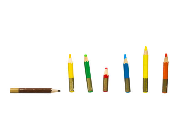 istock Short colored pencils isolated on white background 1147287203