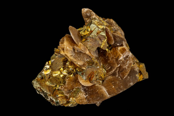 istock Macro siderite mineral stone on black background 1147287858