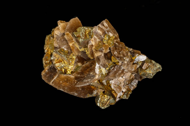 istock Macro siderite mineral stone on black background 1147287904