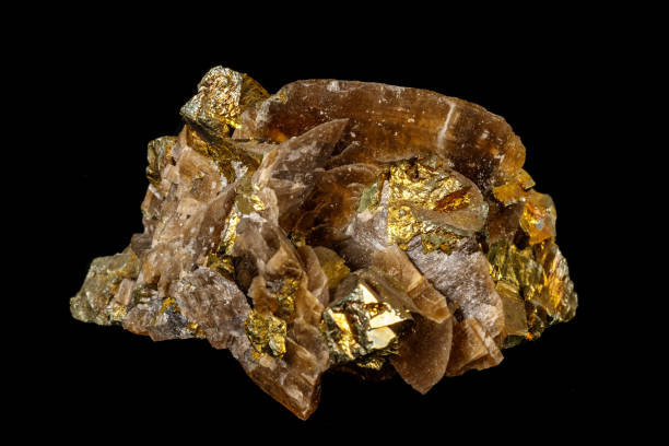 istock Macro siderite mineral stone on black background 1147287950