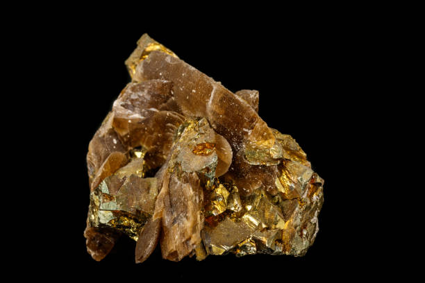 istock Macro siderite mineral stone on black background 1147288059