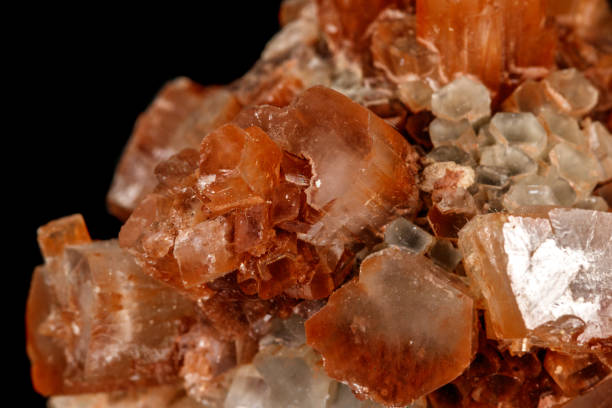 istock Macro stone Aragonite mineral on a black background 1147288116