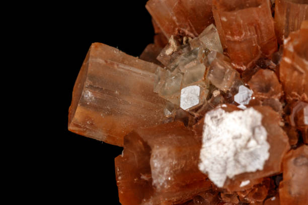 istock Macro stone Aragonite mineral on a black background 1147288134