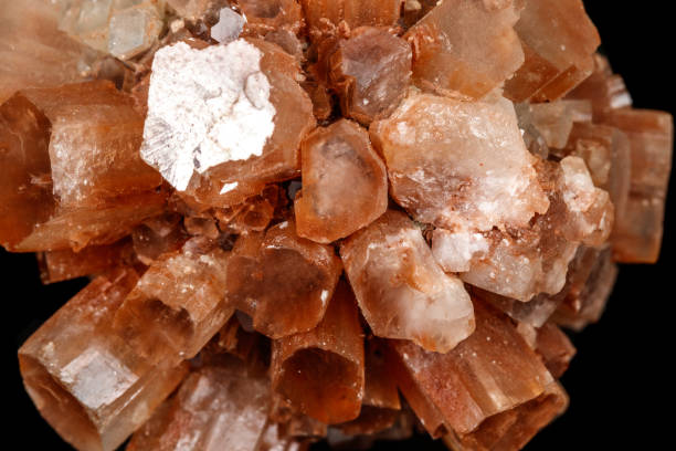 istock Macro stone Aragonite mineral on a black background 1147288187