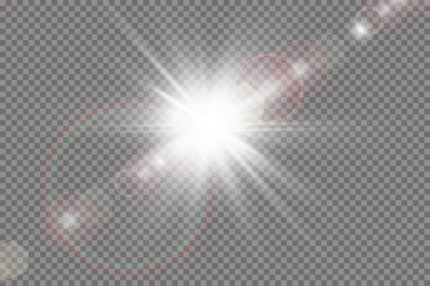 вектор прозрачного солнечного света специальный эффект вспышки объектива света. - factory chimneys sky sunlight horizontal stock illustrations