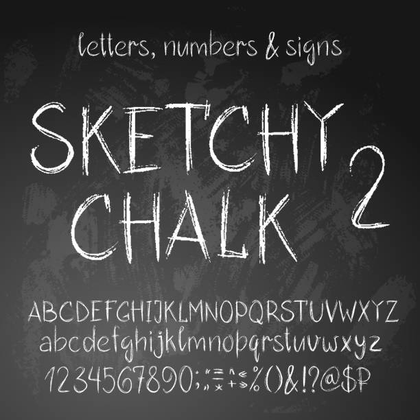 эскизный английский алфавит - pencil drawing alphabet capital letter text stock illustrations