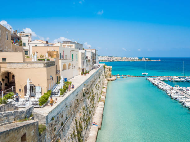 Otranto, Apulia, Italy: The old town of Otranto in Italy Otranto, Apulia, Italy - Jul 09, 2018: The old town of Otranto in Italy, province of Lecce (Apulia, Italy), in a fertile region once famous for its breed of horses. salento puglia stock pictures, royalty-free photos & images