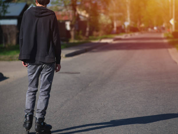istock A man on roller skates riding around the city 1147297606