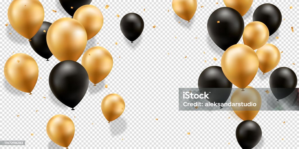 Palloncini Oro E Nero - Immagini vettoriali stock e altre immagini di  Palloncino - Palloncino, Oro - Metallo, Dorato - Colore descrittivo - iStock