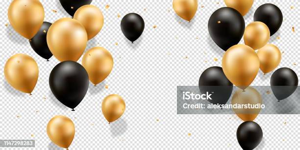 Gold And Black Balloons Stock Illustration - Download Image Now - Balloon, Gold - Metal, Gold Colored