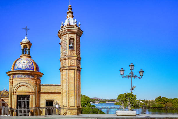 Seville, Spain, October 29, 2018: The Castle of San Jorge was a medieval fortress built on the west bank of the Guadalquivir river in the city of Seville (Spain)