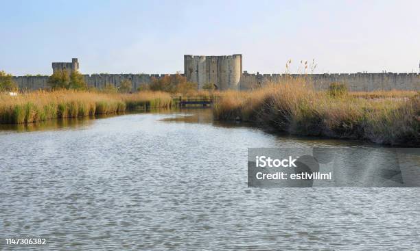 Pond Near Medieval Village Of Aigues Mortes France Stock Photo - Download Image Now