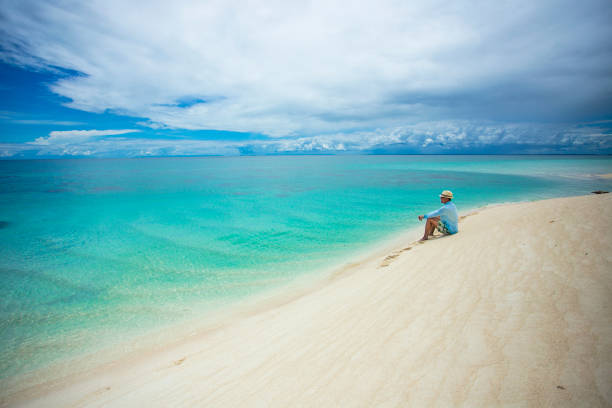man sitting on the beach