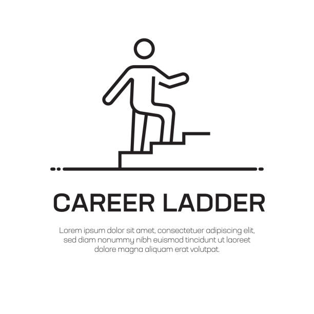 Career Ladder Vector Line Icon - Simple Thin Line Icon, Premium Quality Design Element Career Ladder Vector Line Icon - Simple Thin Line Icon, Premium Quality Design Element climbing staircase stock illustrations