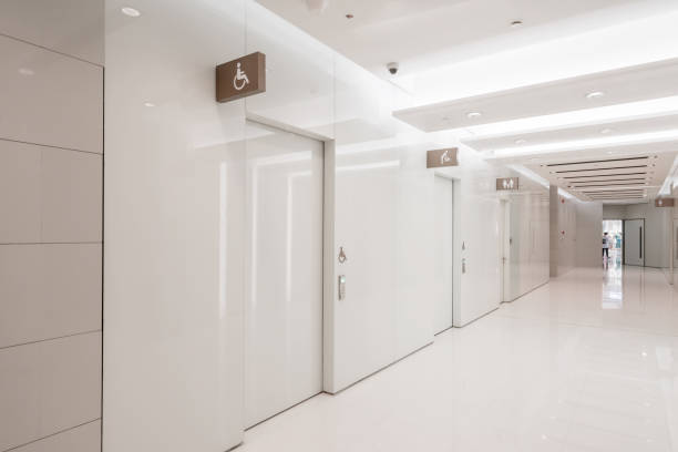 istock Bathroom interior space in shopping mall 1147315529
