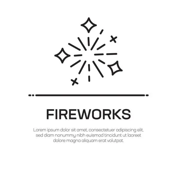 Vector illustration of Fireworks Vector Line Icon - Simple Thin Line Icon, Premium Quality Design Element