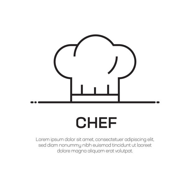 ilustrações, clipart, desenhos animados e ícones de ícone da linha do vetor do cozinheiro chefe-ícone fino simples da linha, elemento superior do projeto da qualidade - chef cooking food gourmet