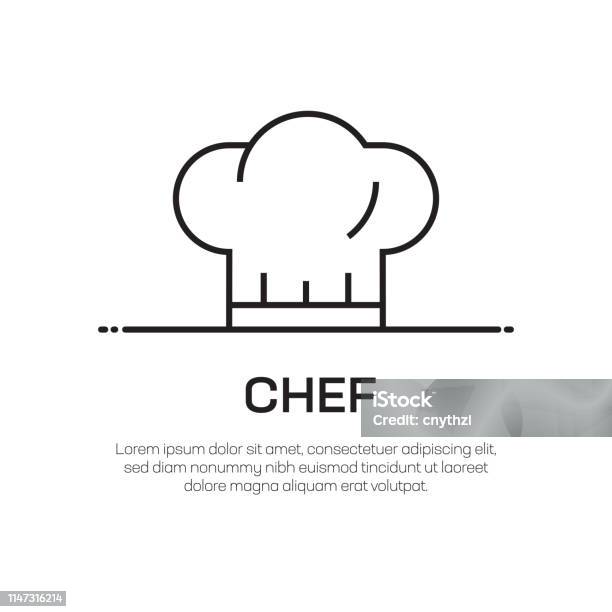 Chef Vector Line Icon Simple Thin Line Icon Premium Quality Design Element Stock Illustration - Download Image Now