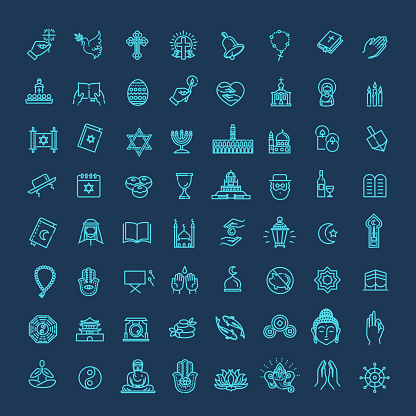 Religion related icons. Thin vector icon set
