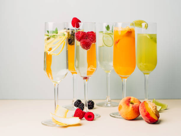 istock Mimosas ans bellinis champagne prosecco cocktails 1147318575