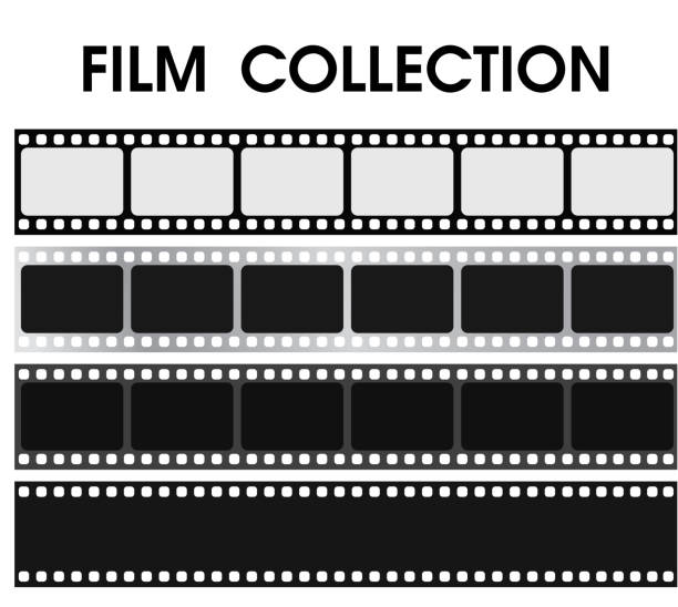 Vector retro black and white film collection. Vector retro black and white film collection. shooting a weapon photos stock illustrations
