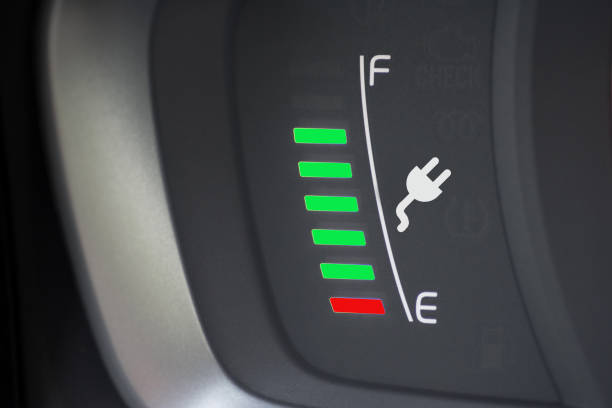 Dance display from an electric car Fuel gauge of an electric car alternative fuel vehicle stock pictures, royalty-free photos & images