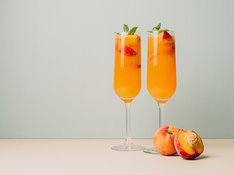 Bellinis champagne prosecco cocktails
Photo taken in studio light indoors of a variation of drinks and cocktails