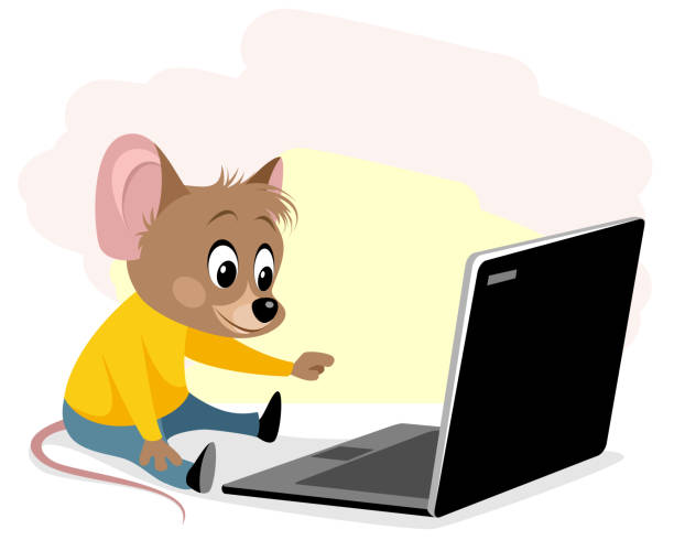 illustrations, cliparts, dessins animés et icônes de rongeurs à l’ordinateur - mouse computer mouse pets white background