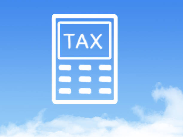 istock tax calculator cloud shape on blue sky 1147321398
