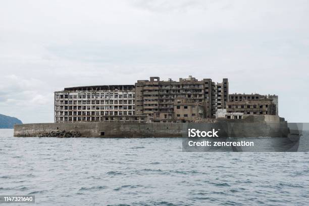 Ruins In Hashima Island Japan Stock Photo - Download Image Now - Hashima Island, Kyushu, Mitsukejima Island