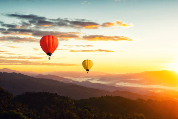 istock Sunset Mountain View has a floating balloon in the sky. 1147323479