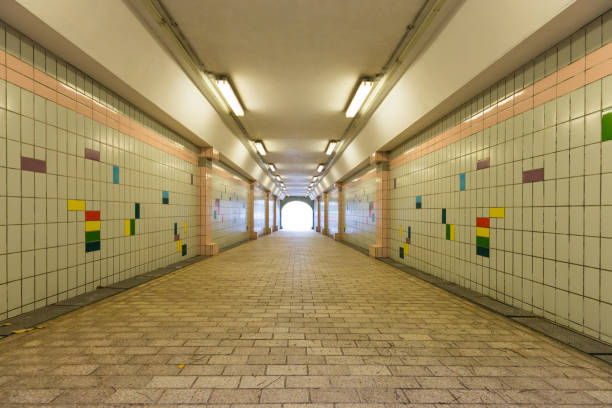Pedestrian crossing under the road. underground passage. concept of hope, or the afterlife. after death, next world