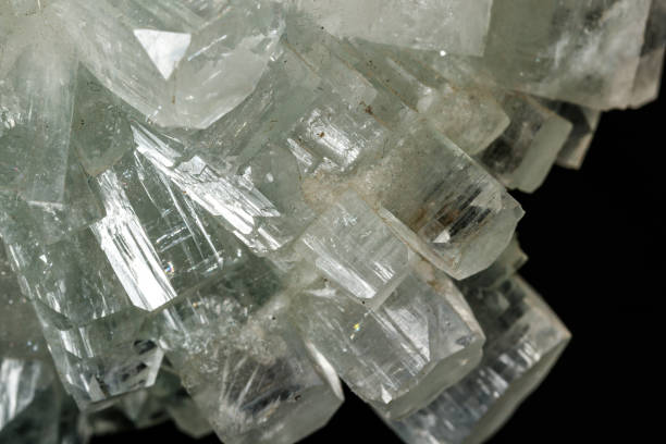 istock Macro stone Apophyllite mineral on black background 1147325837