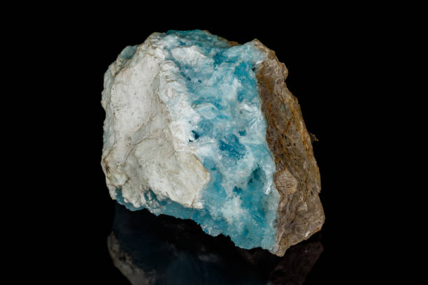 istock Macro stone cobalt calcite mineral on a black background 1147326518
