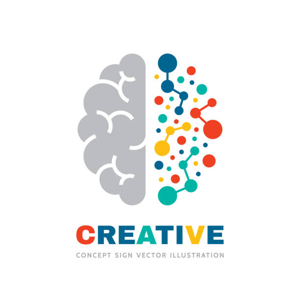 Creative idea - business vector sign concept illustration. Abstract human brain sign. Geometric colored structure. Mind education symbol. Left and right hemisphere. Graphic design element. Creative idea - business vector sign concept illustration. Abstract human brain sign. Geometric colored structure. Mind education symbol. Left and right hemisphere. Graphic design element. creativity symbols stock illustrations